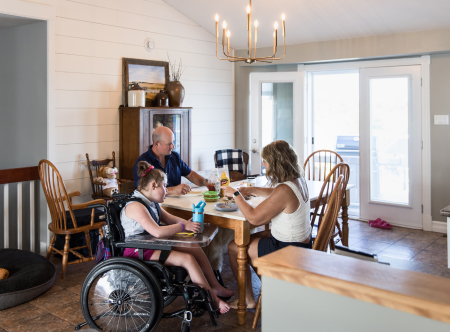 a family having dinner