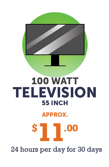 Graphic - 100 watt Television - 55 inch (approx. $11 - 24 hours per day for 30 days)