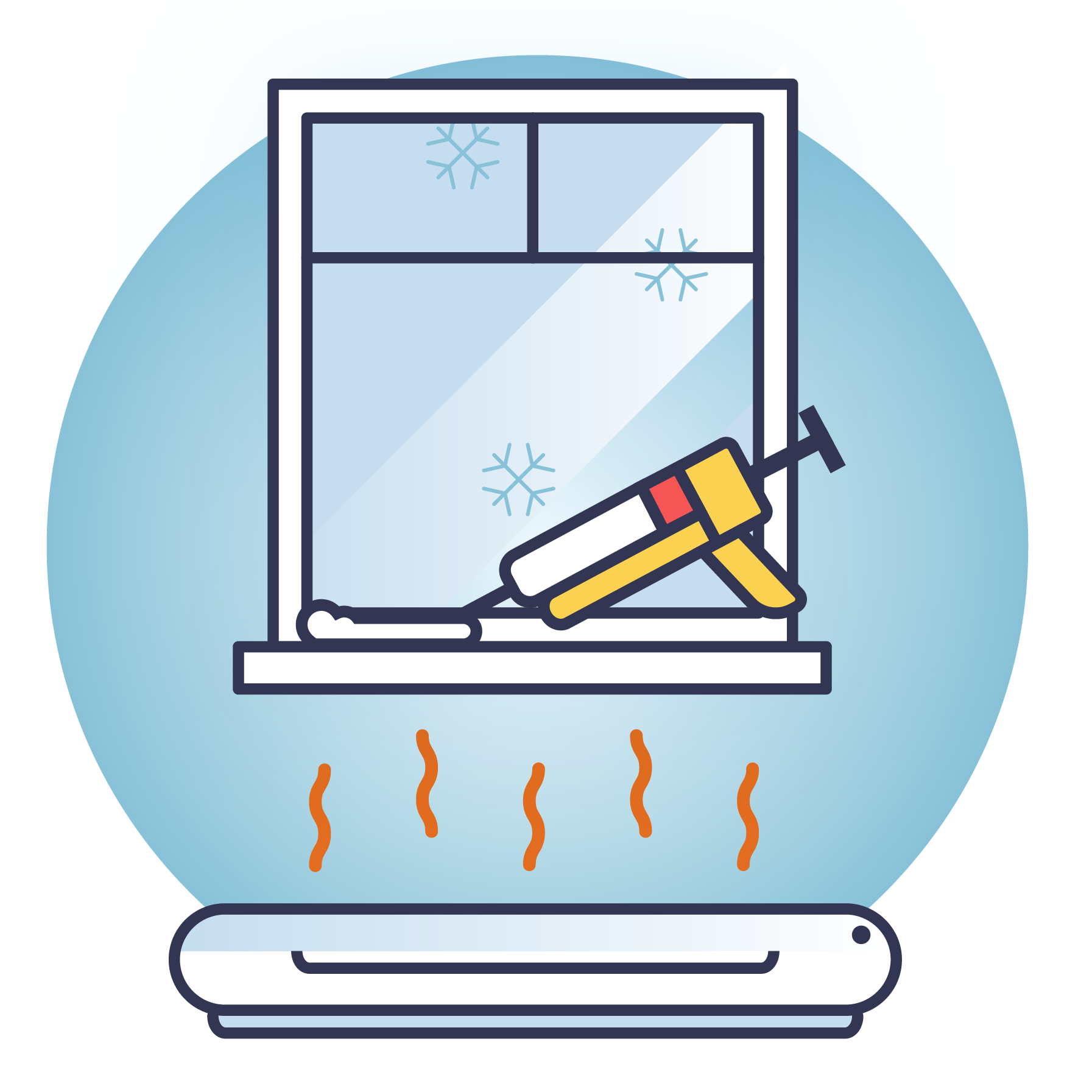 Graphic - showing use of window insulation kits